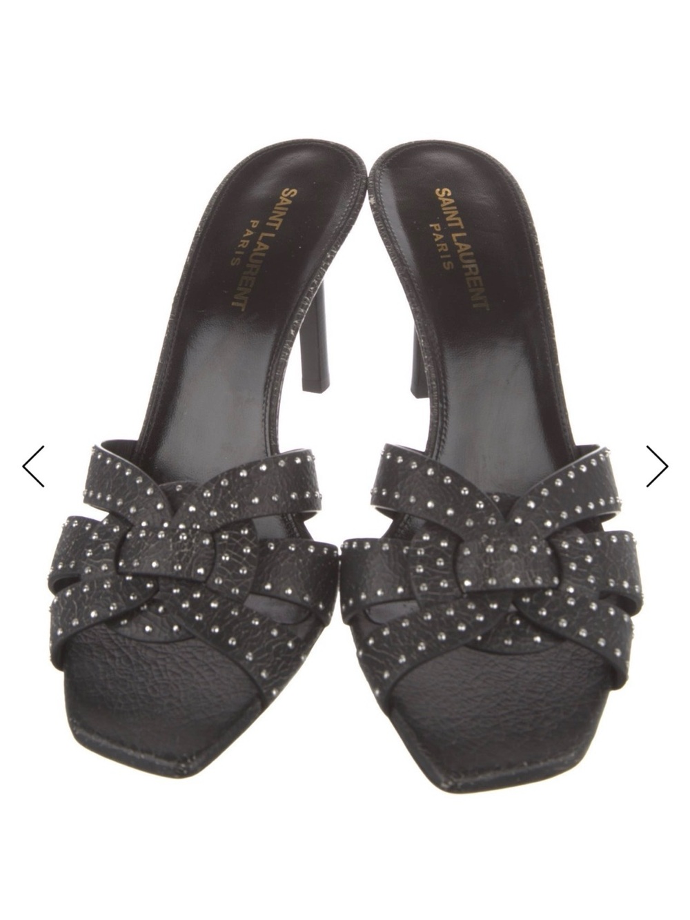 Yves Saint Laurent Black Studded Knot Mule Heels